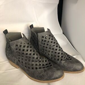Stylish Cutout Gray Ankle Booties
